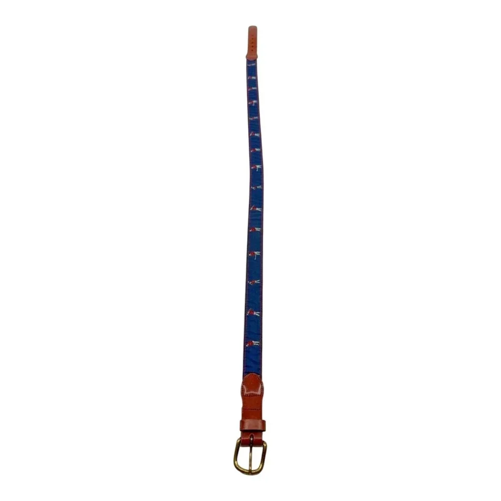 Leather Man Limited Men's Handmade Blue Canvas Golfer Leather Belt Size 38